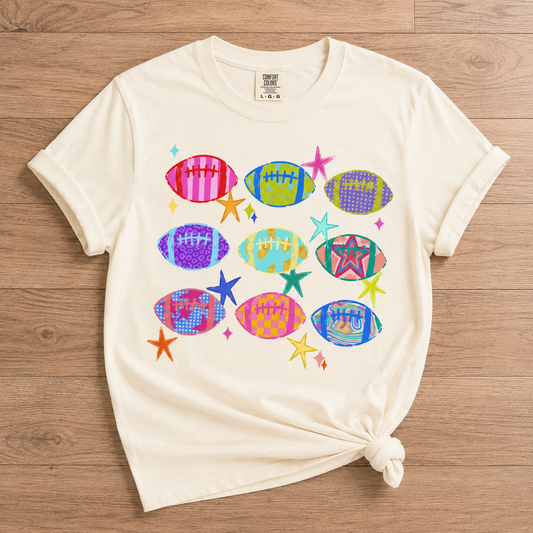 Colorful Football Grid Graphic Tee